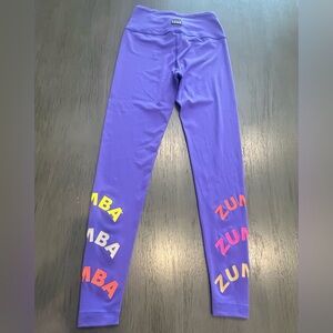 Zumba Fitness Leggings in Purple with Multicolor Letters